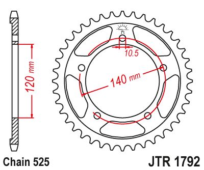 JT Sprockets Rear Steel Sprocket 48 Tooth 48T 525 Chain